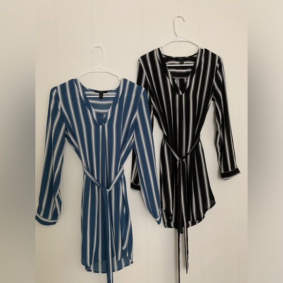Forever 21 Dresses & Skirts - 2-pack Forever 21 Shirt Dress Long Sleeve (Black & White; Blue & White)